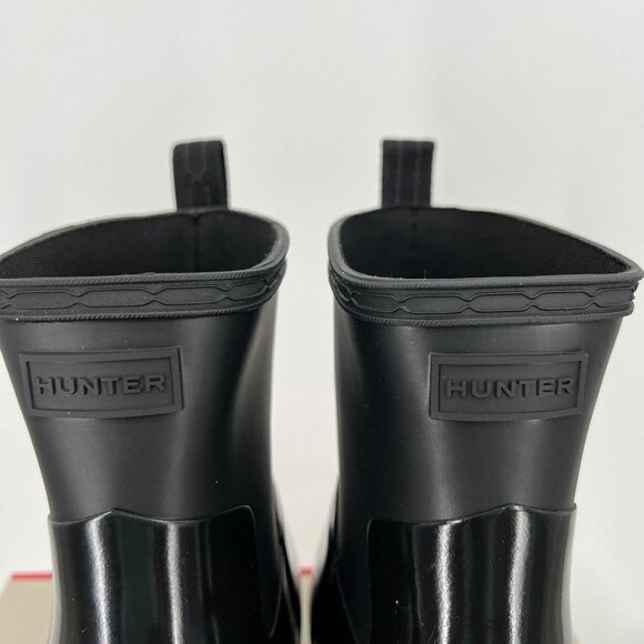 NWB HUNTER Women Refined Low Heel Biker Rubber Black Gloss Rain Boot Duo Size 10 - Picture 7 of 13